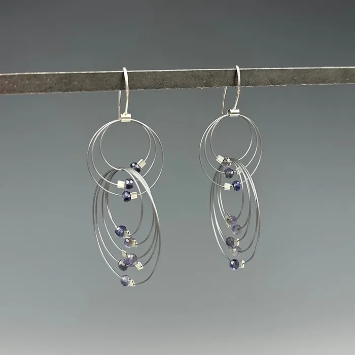 Meghan Patrice Riley Earrings Double Double Earrings in Steel Iolite