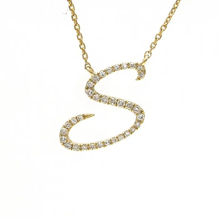 Meierotto Jewelers 14K Yellow Gold Diamond Script Initial Necklace S Necklaces