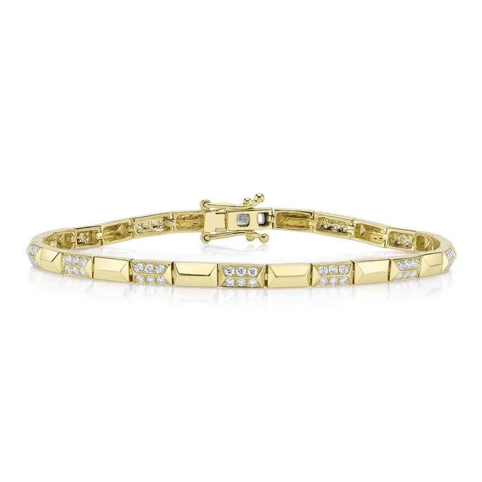 Meierotto Jewelers Bracelets 14K Yellow Gold Geo Rectangular and Diamond Bracelet Meierotto Jewelers Bracelets 14K Yellow Gold Geo Rectangular and Diamond Bracelet