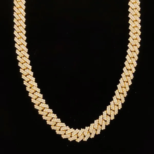 Necklaces 14kt Yellow Gold Thin Cuban Link Chain With 1610ct Diamonds CUB1711866 Diamond Source NYC