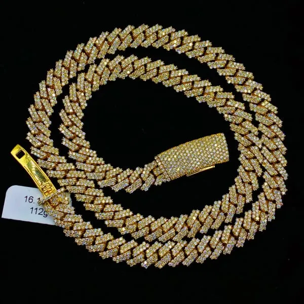 Necklaces 14kt Yellow Gold Thin Cuban Link Chain With 1610ct Diamonds CUB1711866 Diamond Source NYC Necklaces 14kt Yellow Gold Thin Cuban Link Chain With 1610ct Diamonds CUB1711866 Diamond Source NYC