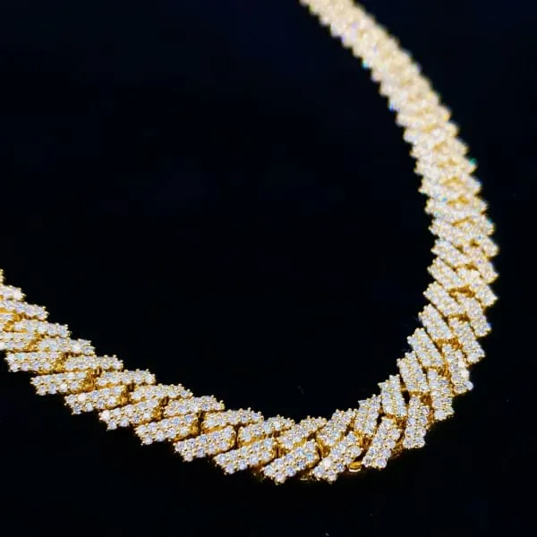 Necklaces 14kt Yellow Gold Thin Cuban Link Chain With 1610ct Diamonds CUB1711866 Diamond Source NYC Necklaces 14kt Yellow Gold Thin Cuban Link Chain With 1610ct Diamonds CUB1711866 Diamond Source NYC