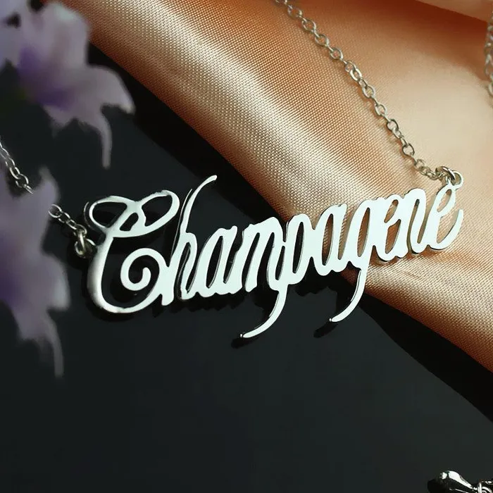 Necklaces Belbren Personalized Contemporary Font Unique Name Necklace Sterling Silver