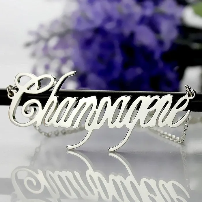 Necklaces Belbren Personalized Contemporary Font Unique Name Necklace Sterling Silver