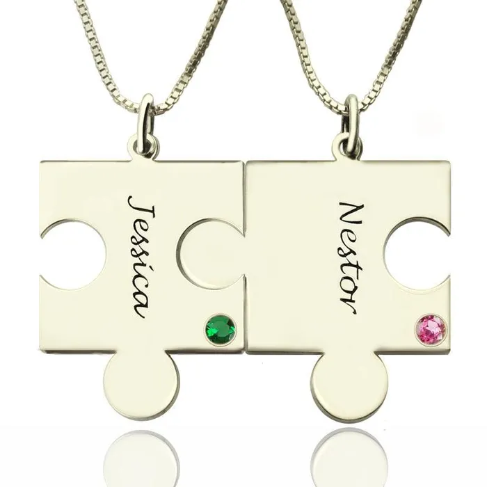 Necklaces Belbren Personalized Puzzle Couple Necklace Custom Engraved Tiny Puzzle Piece Jewelry Mom Gift Best Friend Gifts Christmas Gift for Her Necklaces Belbren Personalized Puzzle Couple Necklace Custom Engraved Tiny Puzzle Piece Jewelry Mom Gift Best Friend Gifts Christmas Gift for Her