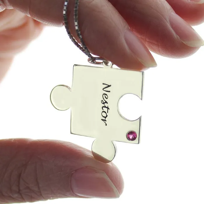 Necklaces Belbren Personalized Puzzle Couple Necklace Custom Engraved Tiny Puzzle Piece Jewelry Mom Gift Best Friend Gifts Christmas Gift for Her