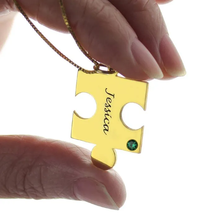 Necklaces Belbren Personalized Puzzle Couple Necklace Custom Engraved Tiny Puzzle Piece Jewelry Mom Gift Best Friend Gifts Christmas Gift for Her