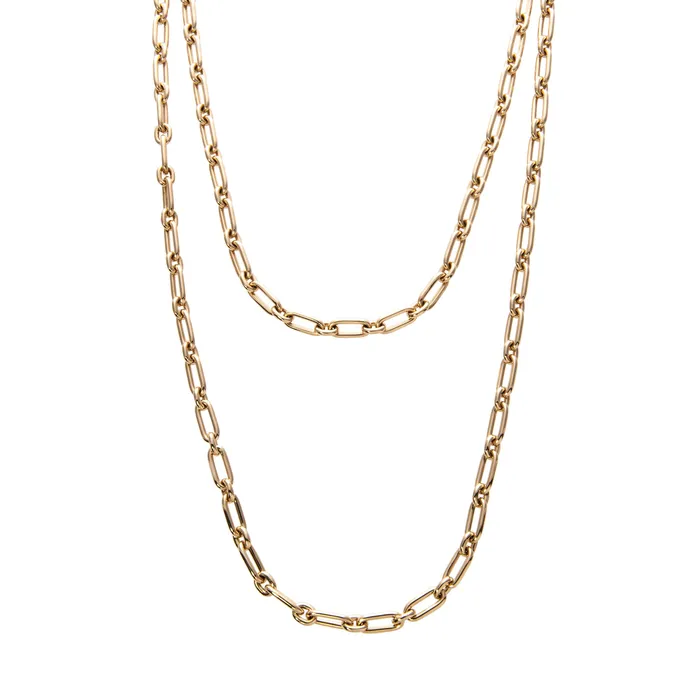 Necklaces Croghans 18K Yellow Gold Italian Oblong Oval Link Necklace