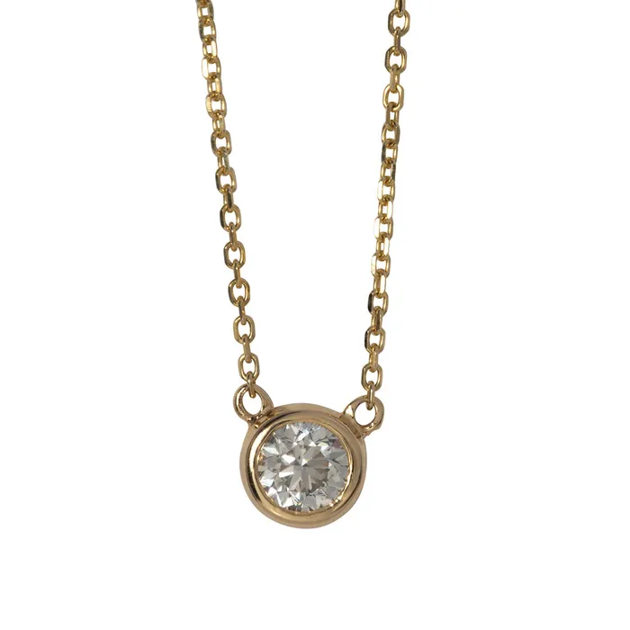 Necklaces Croghans 75ctw Diamond Solitaire Bezel 14K Yellow Gold Necklace