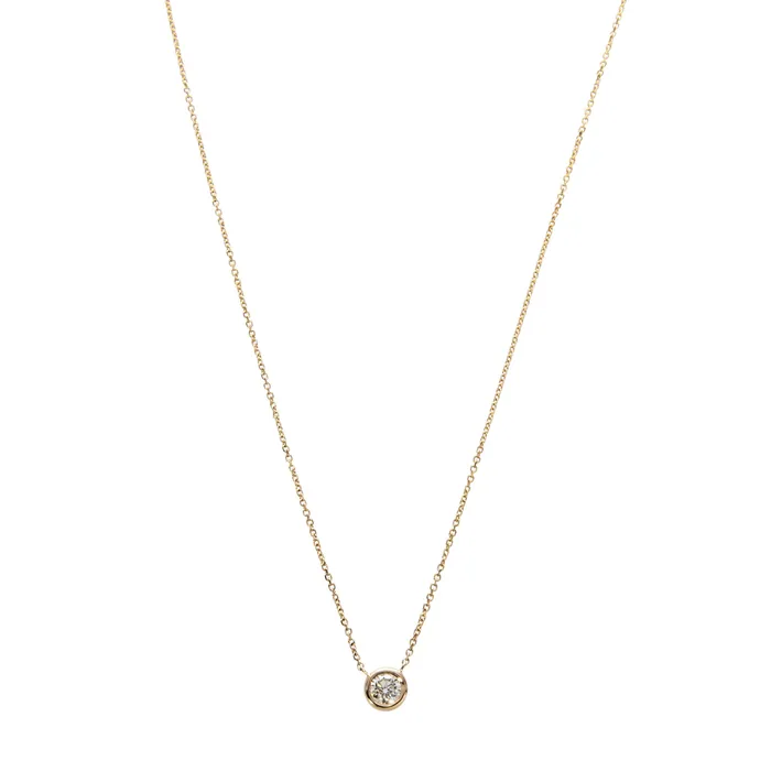 Necklaces Croghans 75ctw Diamond Solitaire Bezel 14K Yellow Gold Necklace