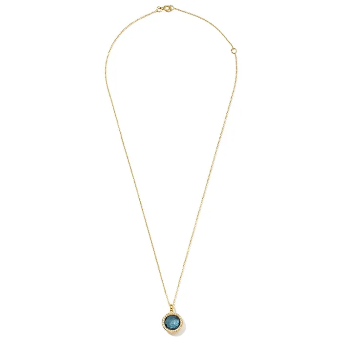 Necklaces Ippolita 18K Yellow Gold Mini Lollipop Pendant Necklace in London Blue Topaz with Diamonds 1618 inch Ippolita Necklaces Ippolita 18K Yellow Gold Mini Lollipop Pendant Necklace in London Blue Topaz with Diamonds 1618 inch Ippolita