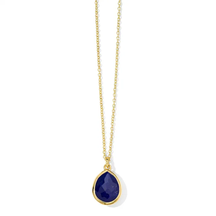 Necklaces Ippolita Ippolita 18K Yellow Gold Rock Candy Mini Teardrop Pendant Necklace in Lapis Doublet 1618in