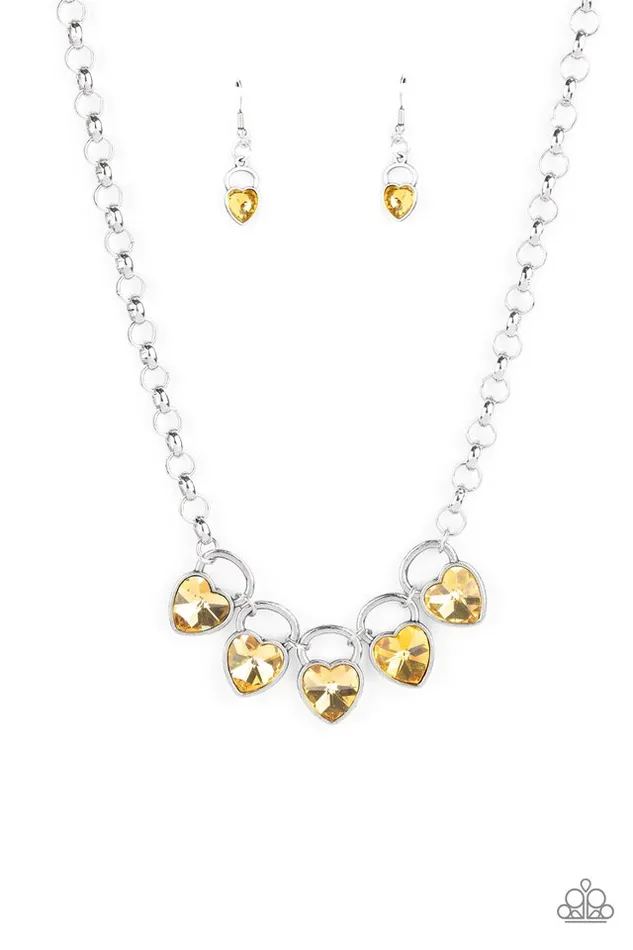 Necklaces Paparazzi Jewelry Paparazzi Necklace HEART On Your Heels Yellow Necklaces Paparazzi Jewelry Paparazzi Necklace HEART On Your Heels Yellow