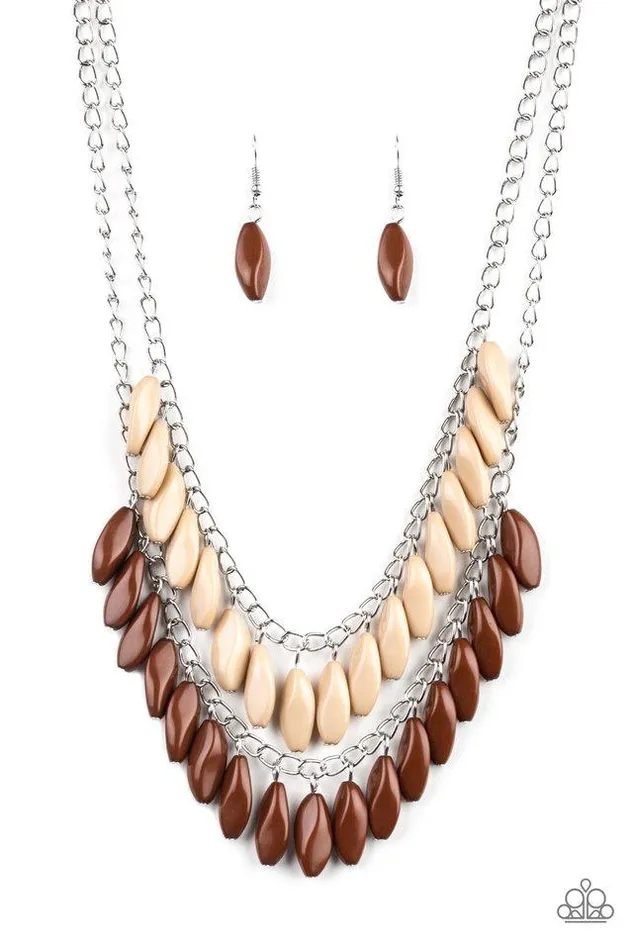 Necklaces Paparazzi Necklace Beaded Boardwalk Brown Paparazzi Jewelry