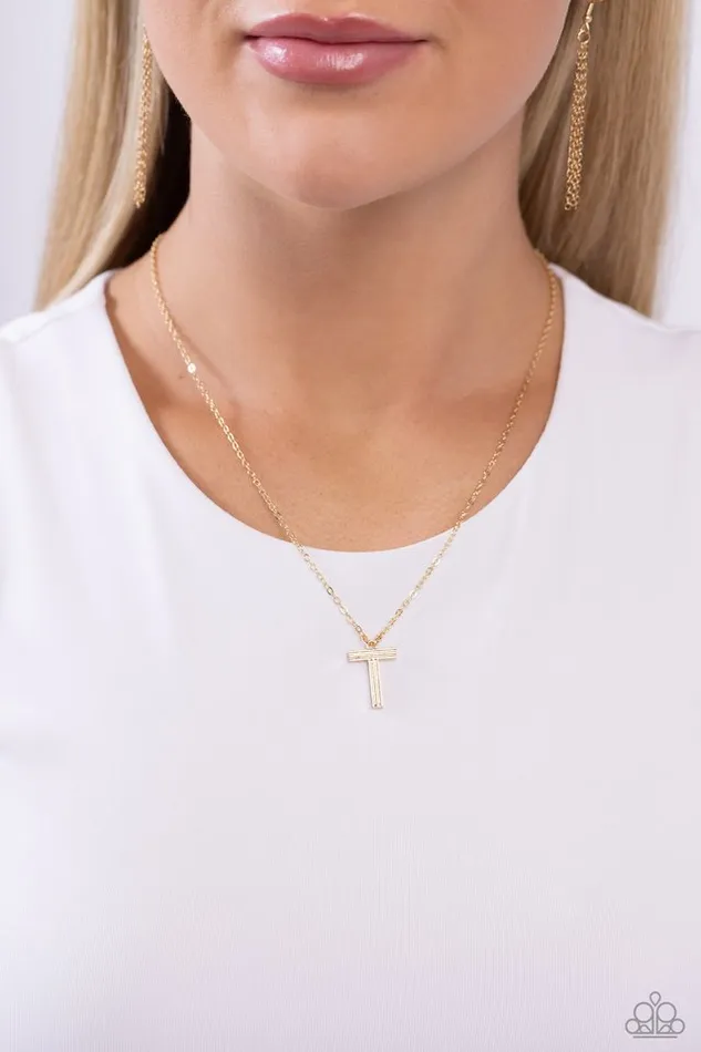 Necklaces Paparazzi Necklace Leave Your Initials Gold T Paparazzi Jewelry