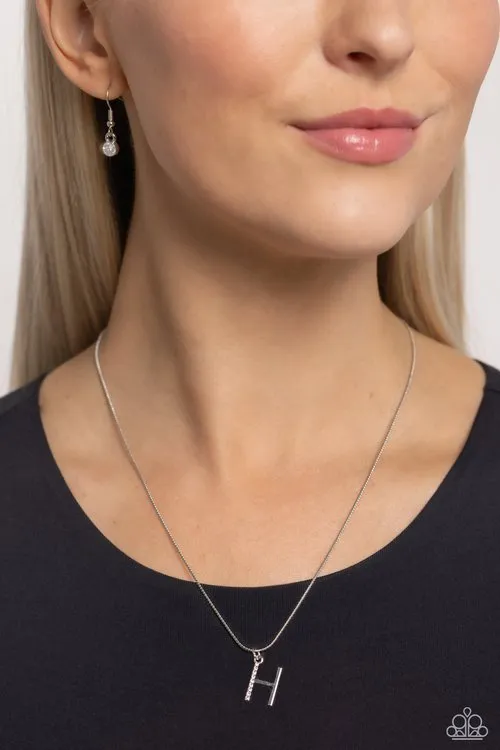 Necklaces Paparazzi Necklace Letter of the Law White H White Paparazzi Jewelry