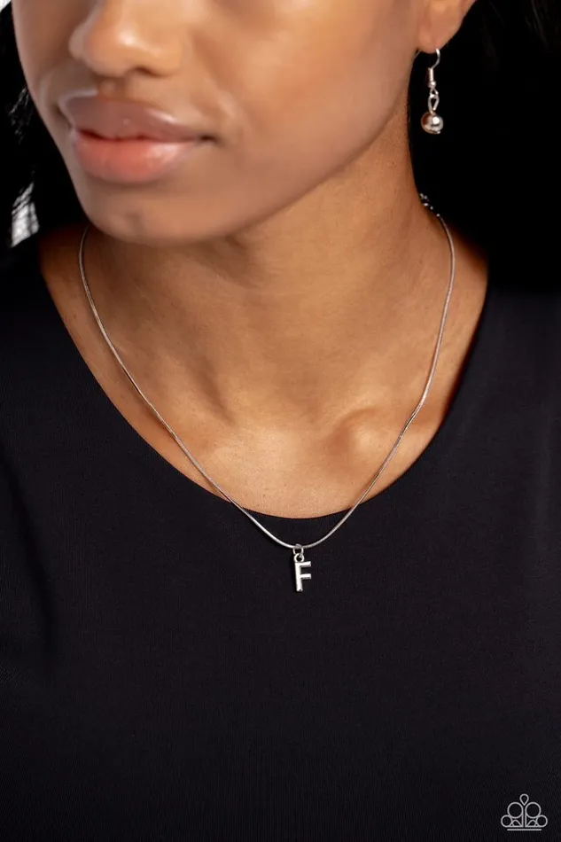 Necklaces Paparazzi Necklace Seize the Initial Silver F Paparazzi Jewelry