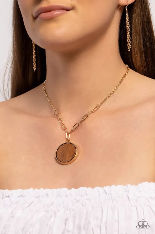 Necklaces Paparazzi Necklace WOODnt Dream of It Gold Paparazzi Jewelry