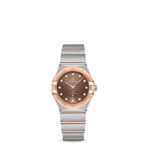 Omega Constellation 28mm Watch Ref 13120286063001 Brown Diamond Index Dial 18K Rose Gold Bezel Two Tone Stainless Steel 18K Rose Gold Bracelet Omega Bracelets Omega Constellation 28mm Watch Ref 13120286063001 Brown Diamond Index Dial 18K Rose Gold Bezel Two Tone Stainless Steel 18K Rose Gold Bracelet Omega Bracelets