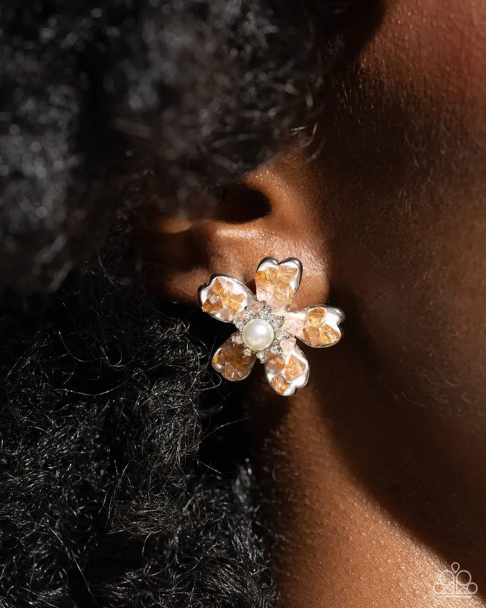 Paparazzi Earring Chiseled Casino Brown Paparazzi Jewelry Earrings