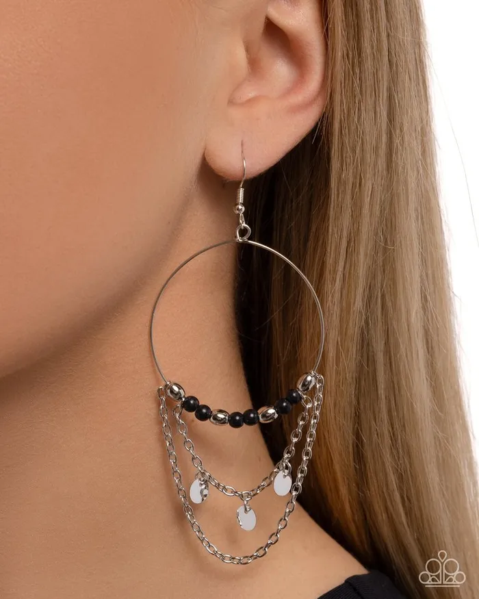 Paparazzi Earring Fearless Fringe Black Paparazzi Jewelry Earrings