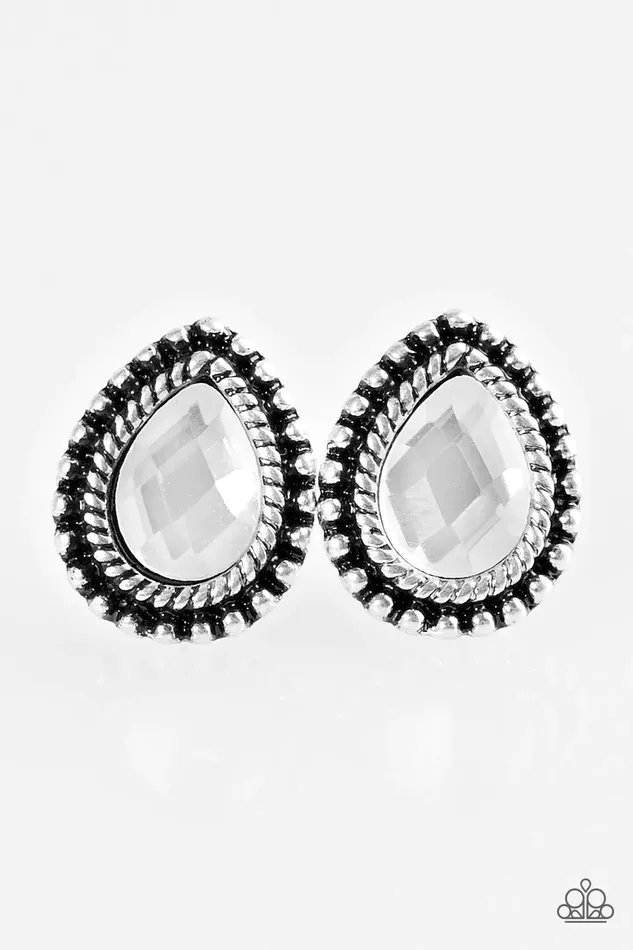 Paparazzi Earring Glittering Romance White Paparazzi Jewelry Earrings