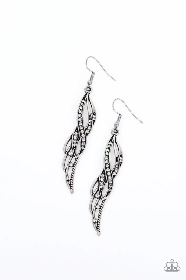 Paparazzi Earring Let Down Your Wings White Paparazzi Jewelry Earrings