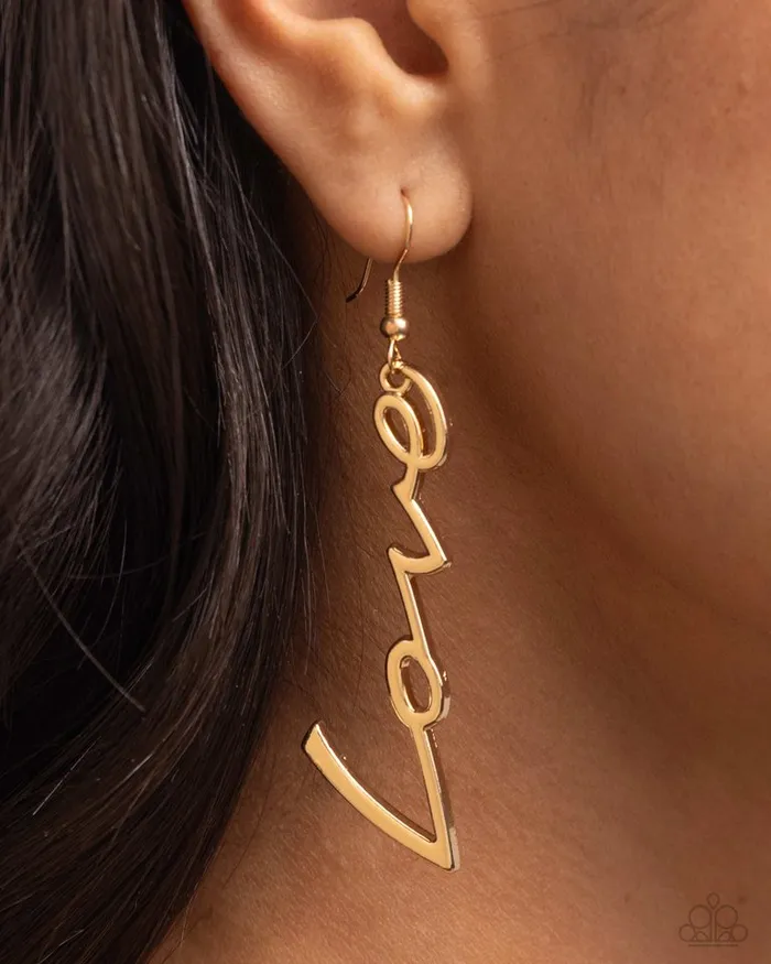 Paparazzi Earring LightCatching Letters Gold Paparazzi Jewelry Earrings