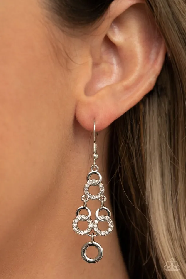 Paparazzi Earring Luminously Linked White Paparazzi Jewelry Earrings