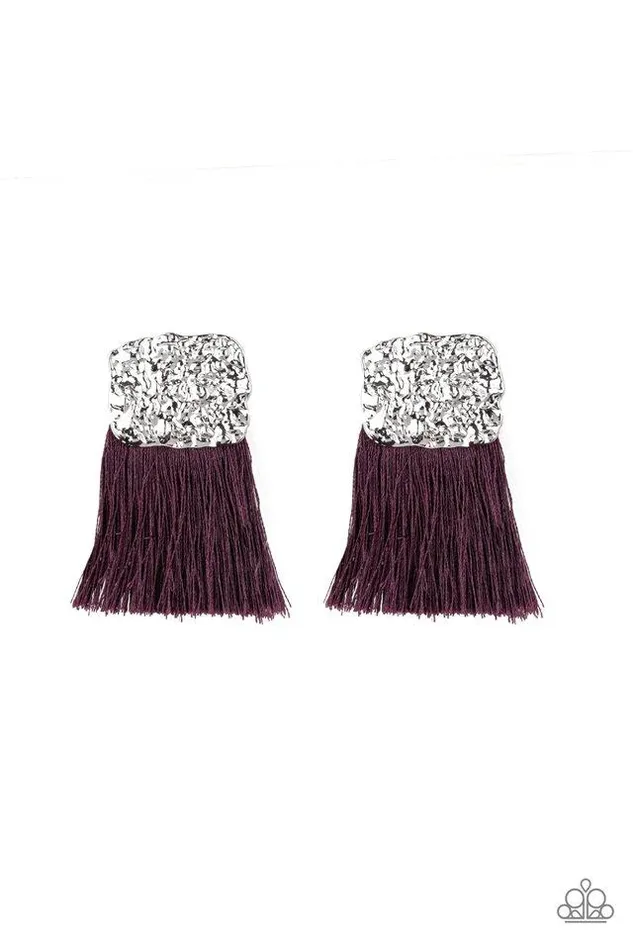 Paparazzi Earring Plume Bloom Purple Paparazzi Jewelry Earrings