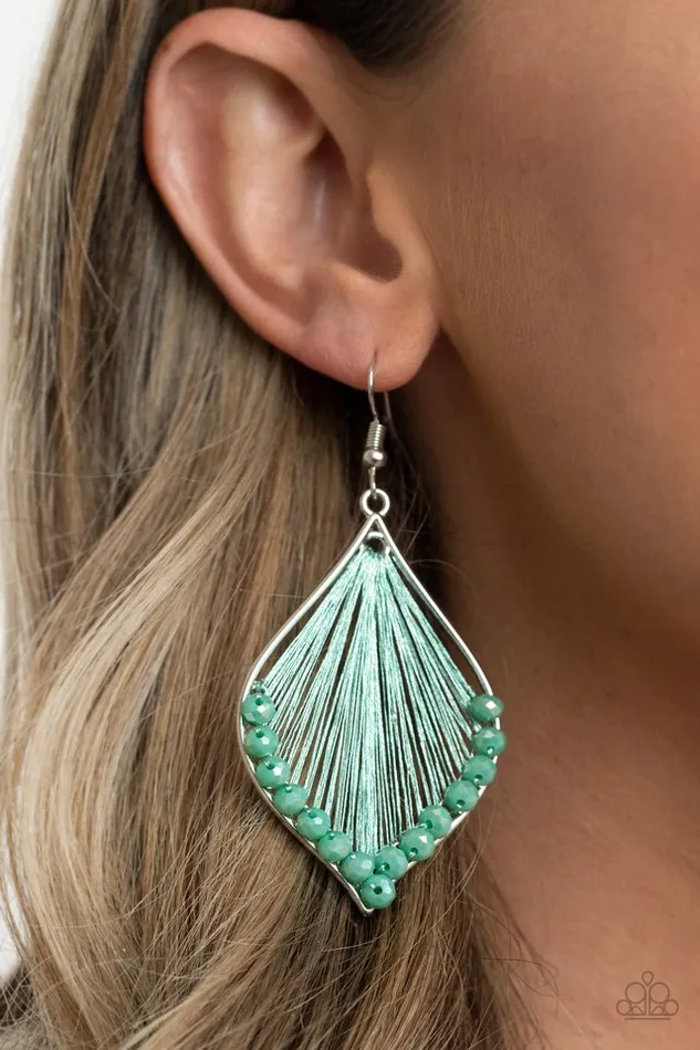 Paparazzi Earring Pulling at My HARPstrings Green Paparazzi Jewelry Earrings