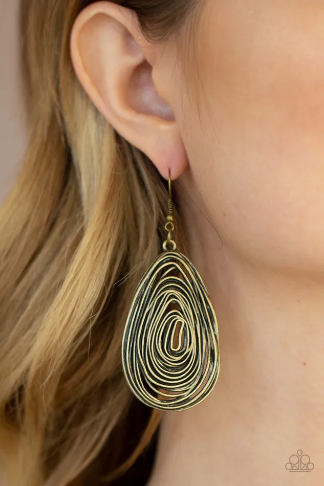 Paparazzi Earring Rural Ripples Brass Paparazzi Jewelry Earrings