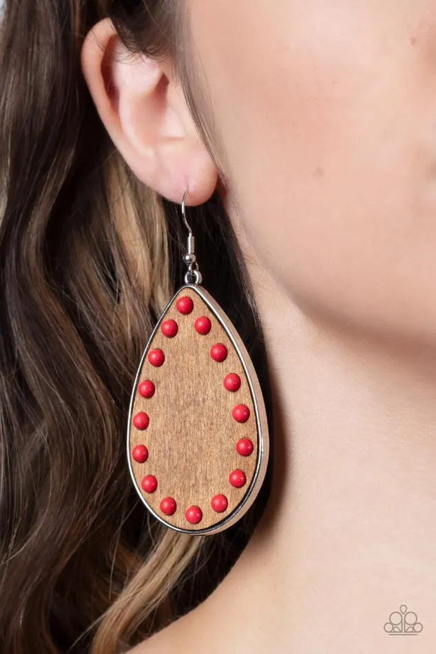 Paparazzi Earring Rustic Refuge Red Paparazzi Jewelry Earrings