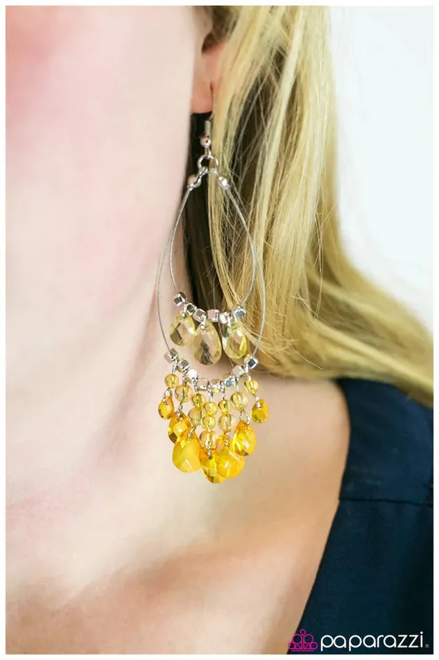 Paparazzi Earring Tahiti Sunrise Yellow Paparazzi Jewelry Earrings