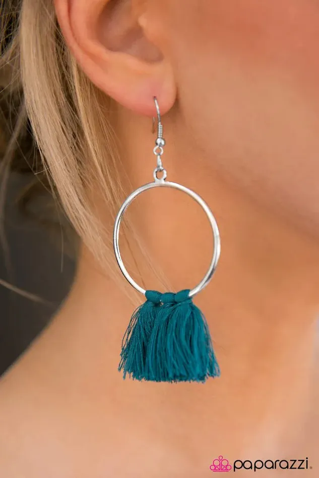 Paparazzi Earring Tassel Tango Blue Paparazzi Jewelry Earrings