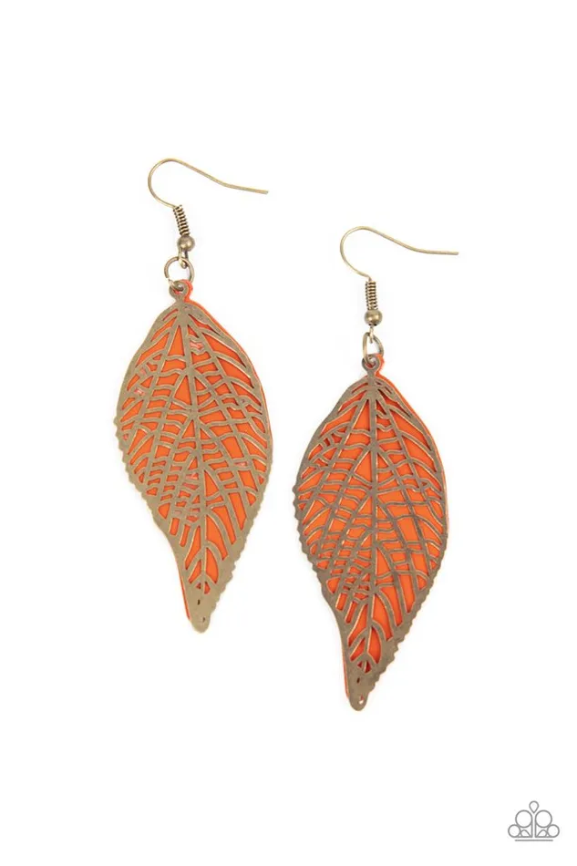 Paparazzi Jewelry Earrings Paparazzi Earring Leafy Luxury Orange Paparazzi Jewelry Earrings Paparazzi Earring Leafy Luxury Orange