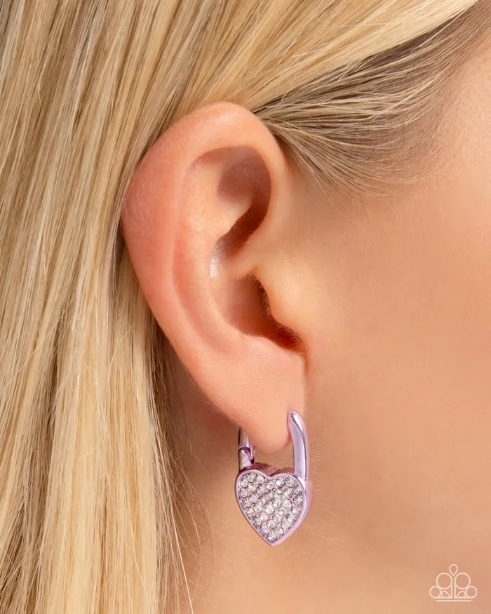 Paparazzi Jewelry Earrings Paparazzi Earring Padlocked Promise Purple
