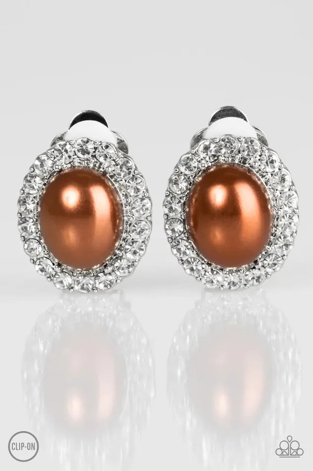 Paparazzi Jewelry Earrings Paparazzi Earring Romantically Regal Brown ClipOn