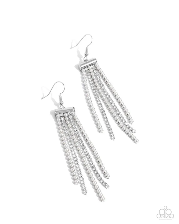 Paparazzi Jewelry Earrings Paparazzi Earring Tapered Team White Paparazzi Jewelry Earrings Paparazzi Earring Tapered Team White