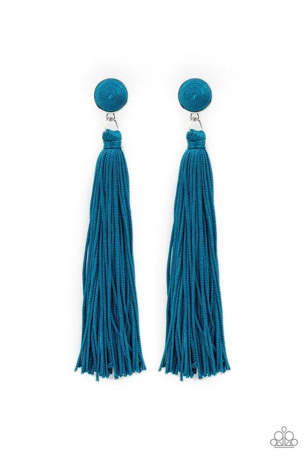 Paparazzi Jewelry Earrings Paparazzi Earring Tightrope Tassel Blue