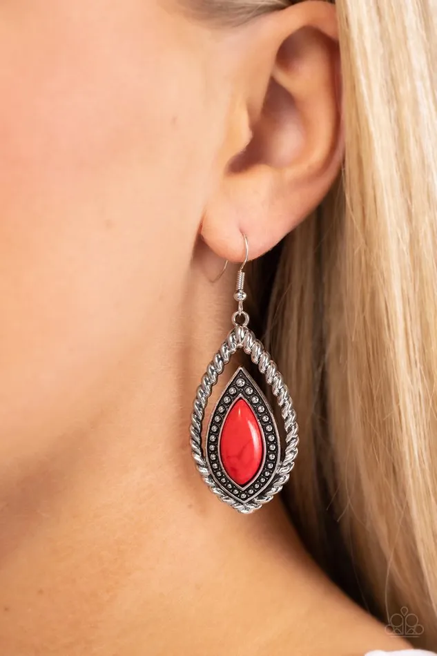 Paparazzi Jewelry Earrings Paparazzi Earring Twisted Trailblazer Red