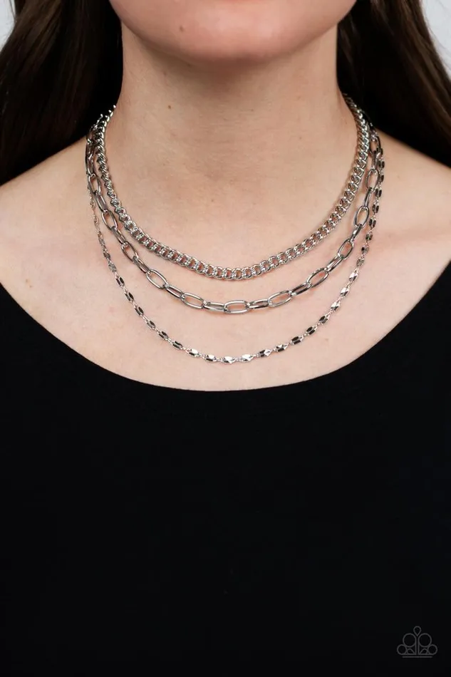 Paparazzi Jewelry Necklaces Paparazzi Necklace Galvanized Grit Silver