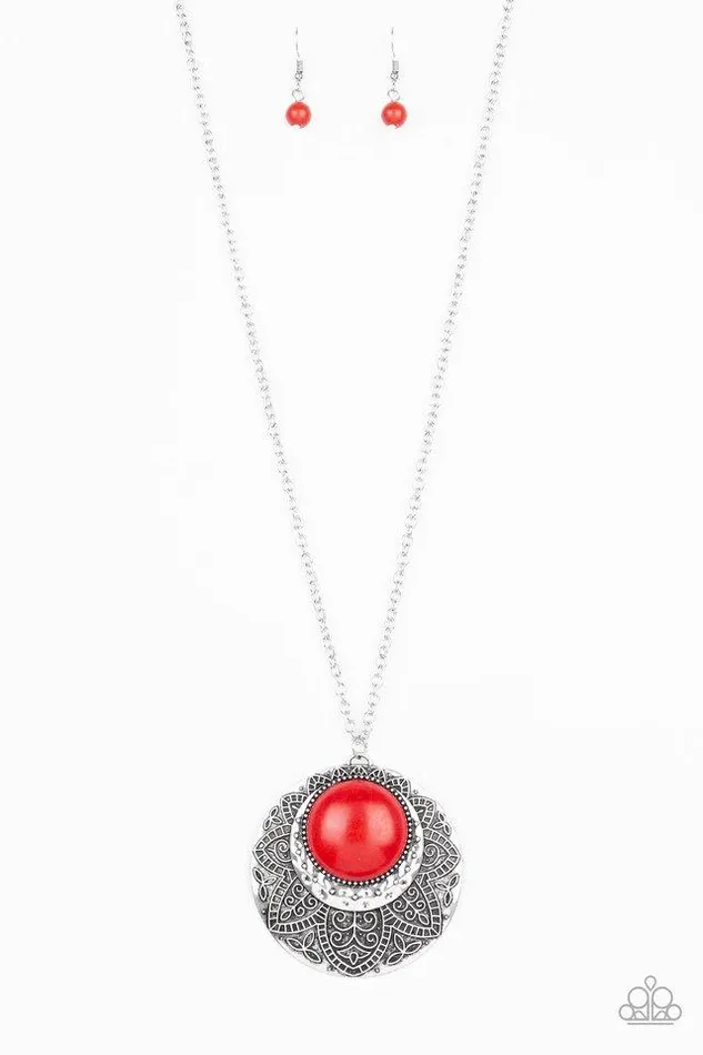 Paparazzi Jewelry Necklaces Paparazzi Necklace Medallion Meadow Red