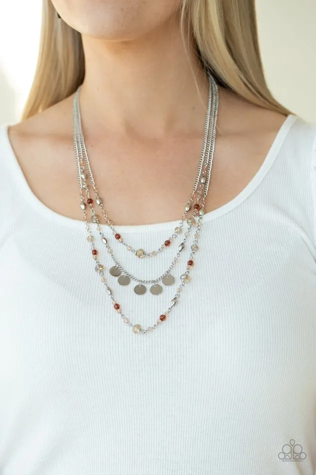 Paparazzi Jewelry Necklaces Paparazzi Necklace Step Out of My Aura Brown
