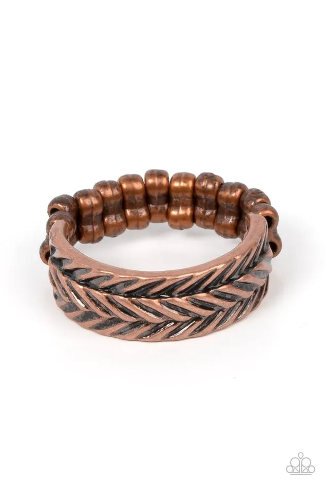 Paparazzi Jewelry Paparazzi Ring Rebellious Ridges Copper Rings Paparazzi Jewelry Paparazzi Ring Rebellious Ridges Copper Rings