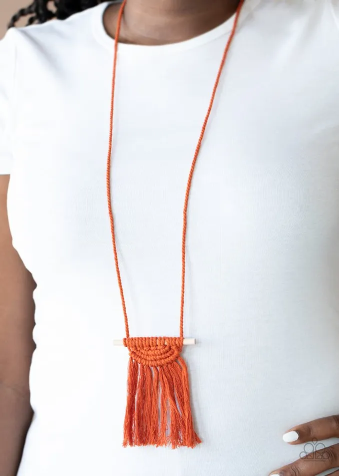 Paparazzi Necklace Between You and MACRAME Orange Paparazzi Jewelry Necklaces