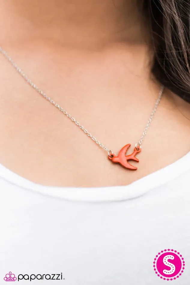 Paparazzi Necklace Bird On A Wire Orange Paparazzi Jewelry Necklaces