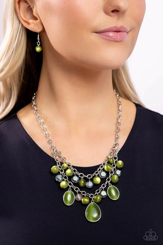Paparazzi Necklace Dewy Disposition Green Paparazzi Jewelry Necklaces