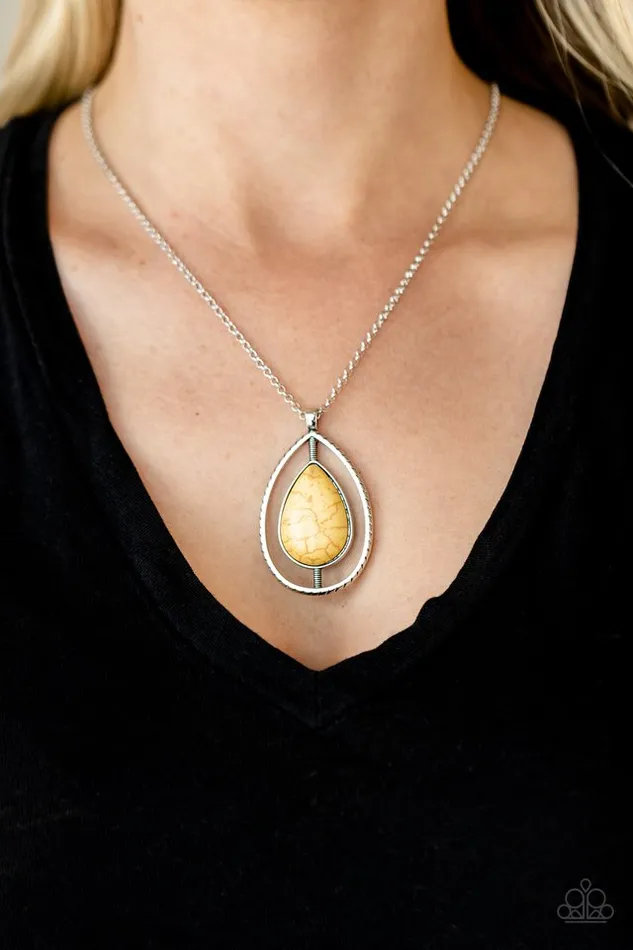 Paparazzi Necklace Here Today PATAGONIA Tomorrow Yellow Paparazzi Jewelry Necklaces