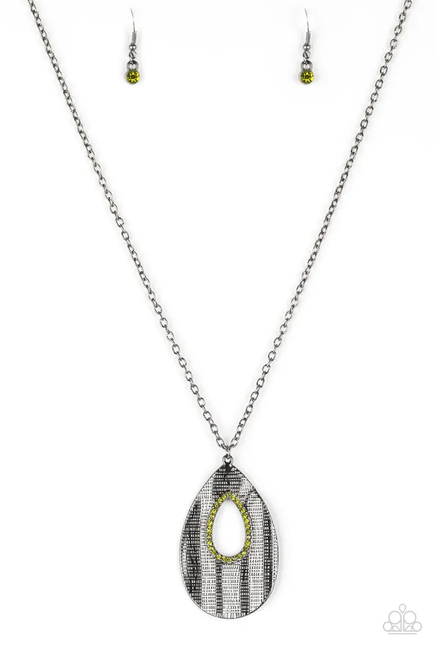 Paparazzi Necklace Stop TEARDROP and Roll Green Paparazzi Jewelry Necklaces